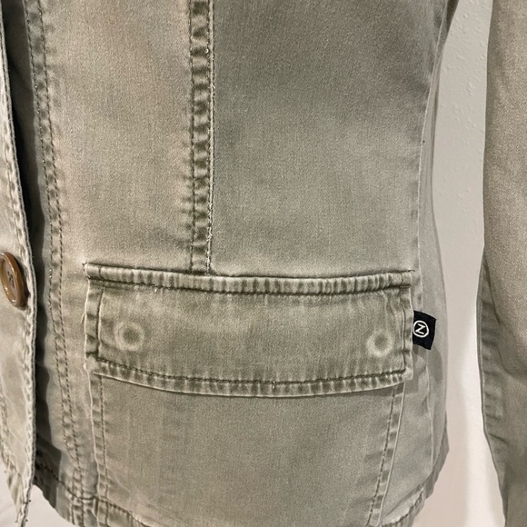 Vintage Y2K Z. Cavaricci Utility Blazer Olive Green Cotton Stretch Jacket Size S - Picture 3 of 8